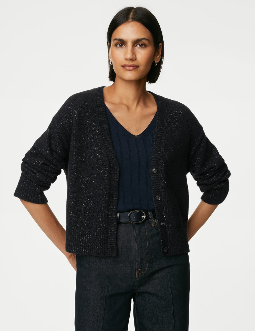 Sparkly V-Neck Button Through Cardigan image 3