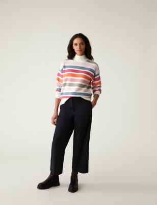 

Womens M&S Collection Recycled Blend Striped Funnel Neck Jumper - Multi, Multi