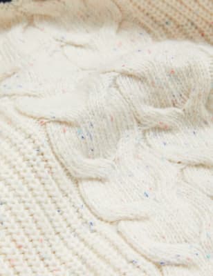 

M&S Collection Jersey de algodón de punto trenzado de escote en picoWomens - Light Cream, Light Cream