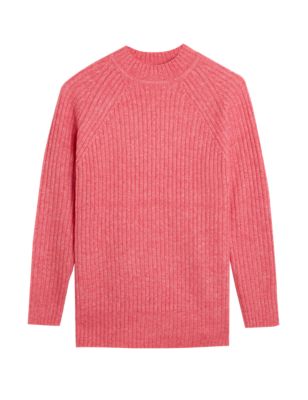

Womens M&S Collection Recycled Blend Ribbed Relaxed Jumper - Pink, Pink