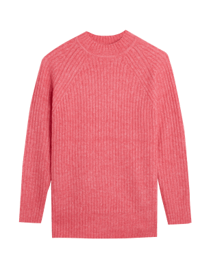 

Womens M&S Collection Recycled Blend Ribbed Relaxed Jumper - Pink, Pink