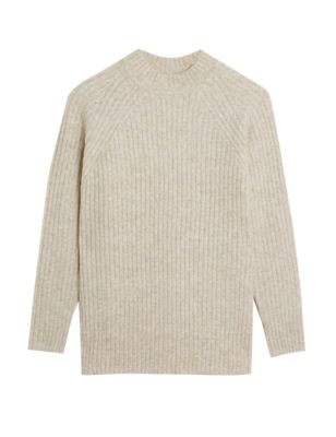 

Womens M&S Collection Recycled Blend Ribbed Relaxed Jumper - Oatmeal Mix, Oatmeal Mix