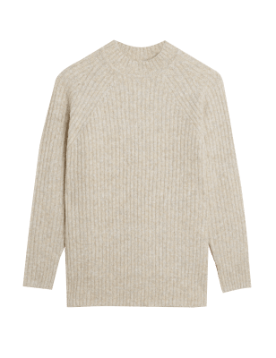 

Womens M&S Collection Recycled Blend Ribbed Relaxed Jumper - Oatmeal Mix, Oatmeal Mix