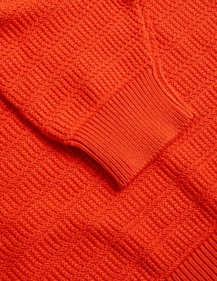 

Womens M&S Collection Cotton Rich Puff Sleeve Knitted Top - Orange, Orange