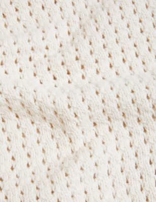 

Womens M&S Collection Strickjacke mit hohem Baumwollanteil, Kragen und Strukturmuster - Cream, Cream