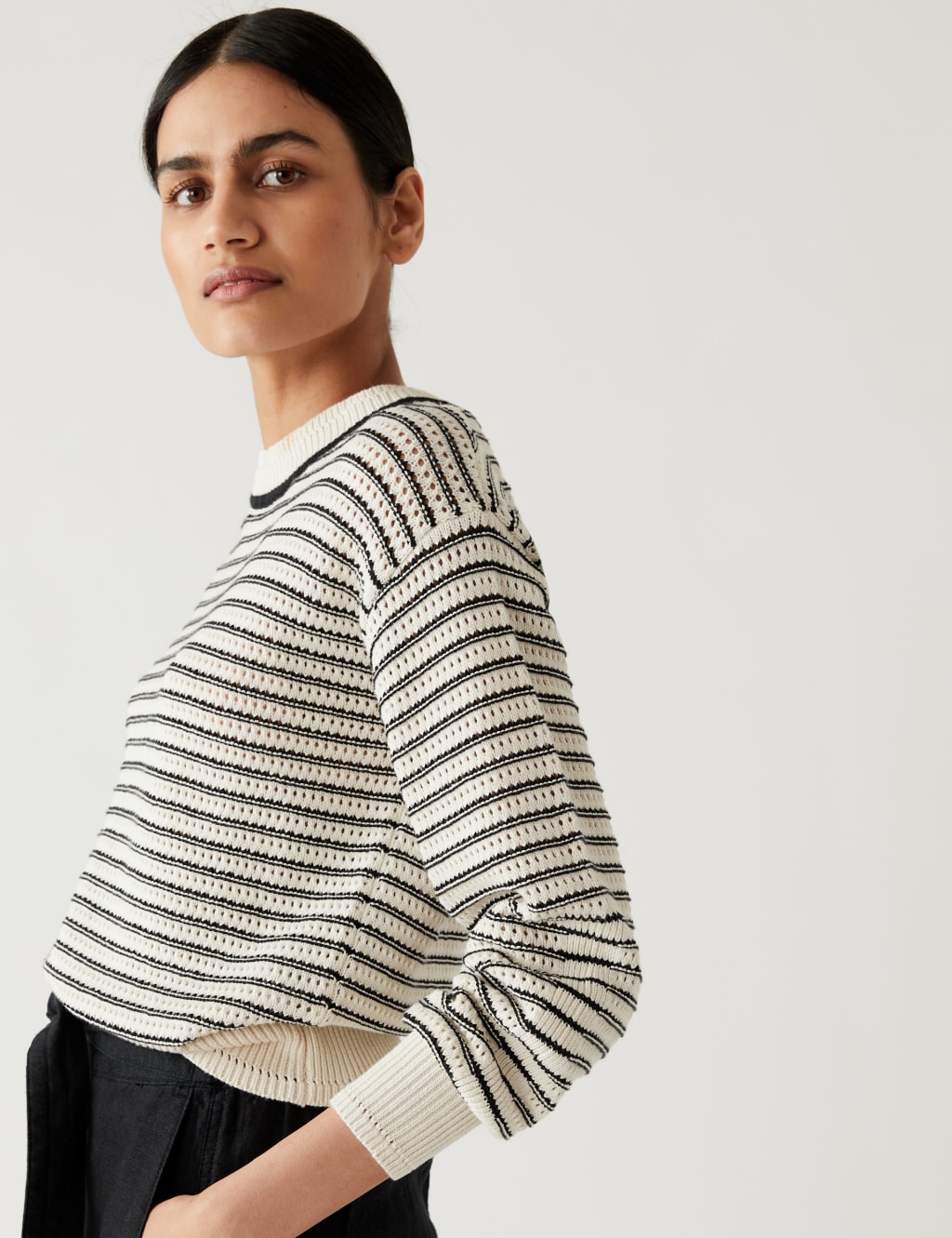 Cotton Rich Striped Relaxed Jumper image 4
