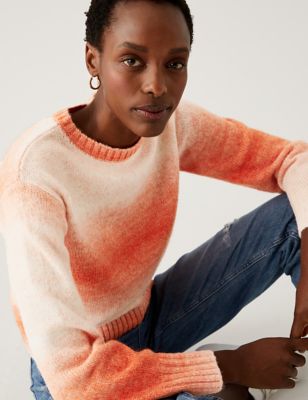 

Womens M&S Collection Recycled Blend Ombre Relaxed Jumper - Orange Mix, Orange Mix