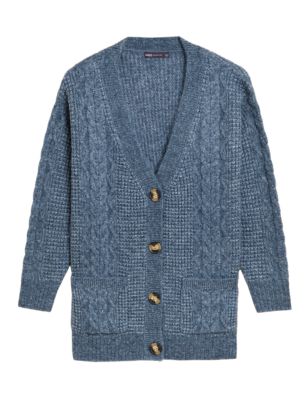 

Womens M&S Collection Recycled Blend Boyfriend Cardigan - Air Force Blue, Air Force Blue