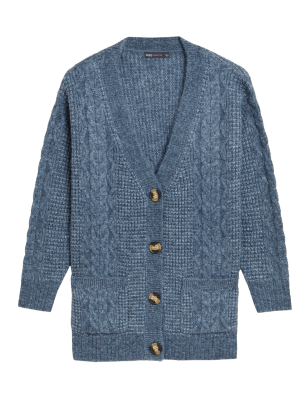 

Womens M&S Collection Recycled Blend Boyfriend Cardigan - Air Force Blue, Air Force Blue