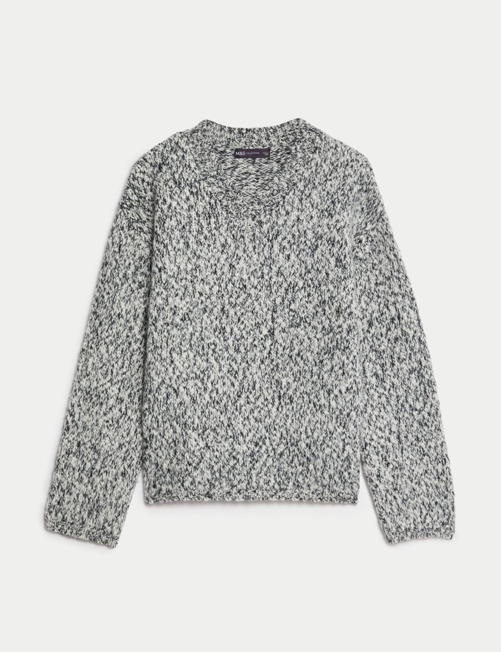 Textured V-Neck Jumper with Wool image 2