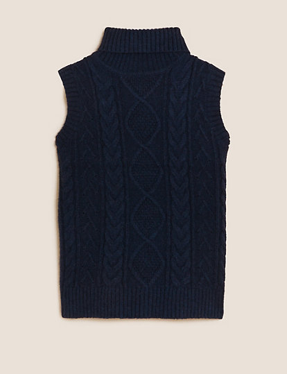 Recycled Blend Cable Knit Knitted Vest