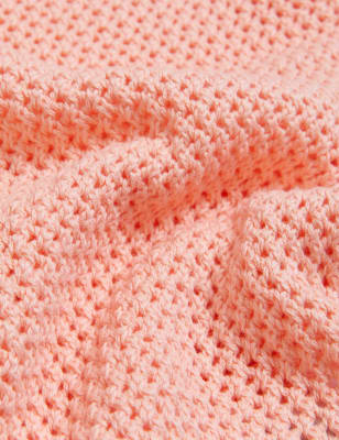 

Womens M&S Collection Kurzarmstrickjacke mit hohem Baumwollanteil und V-Ausschnitt - Peach, Peach