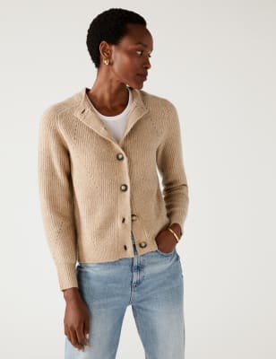 Ribbed Crew Neck Cardigan