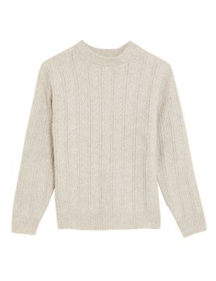 

Womens M&S Collection Recycled Blend Textured Crew Neck Jumper - Oatmeal, Oatmeal