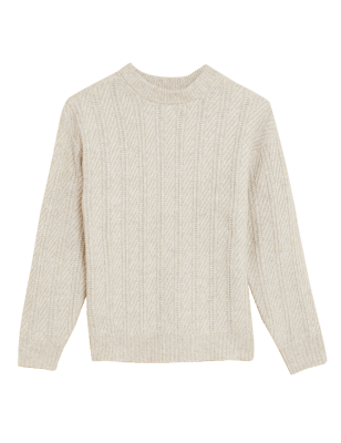 

Womens M&S Collection Recycled Blend Textured Crew Neck Jumper - Oatmeal, Oatmeal