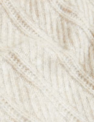

Womens M&S Collection Strickjacke aus recyceltem Mischmaterial mit V-Ausschnitt und Strukturmuster - Oatmeal, Oatmeal