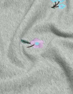 

Womens M&S Collection Soft Touch Embroidered Crew Neck Jumper - Grey Mix, Grey Mix
