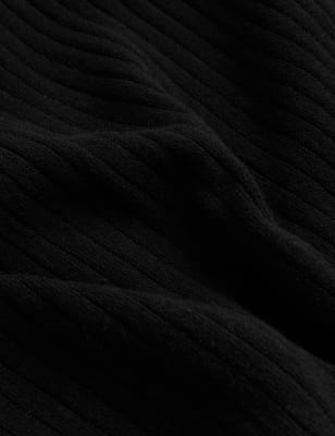 

Womens M&S Collection Cotton Rich Ribbed Collared Cardigan - Black, Black