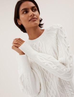 

Womens M&S Collection Cable Knit Mini Jumper Dress - Light Cream, Light Cream