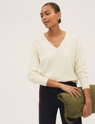 Recycled Blend Textured V-Neck Jumper