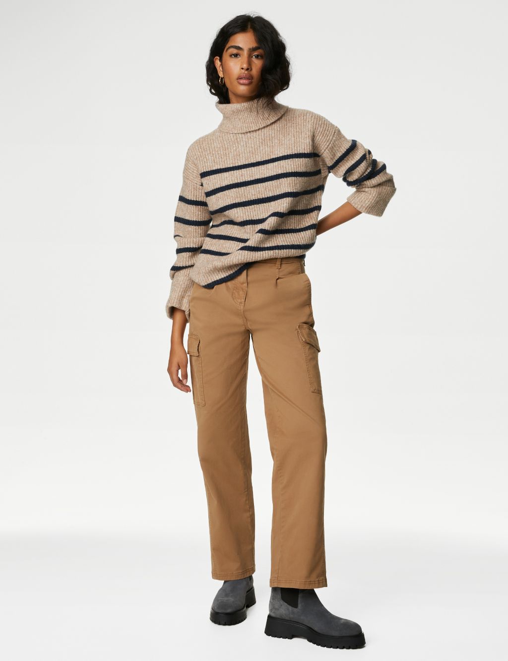 Recycled Blend Striped Roll Neck Jumper image 3