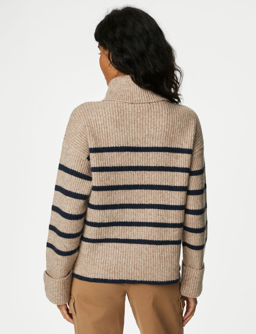 Recycled Blend Striped Roll Neck Jumper image 6