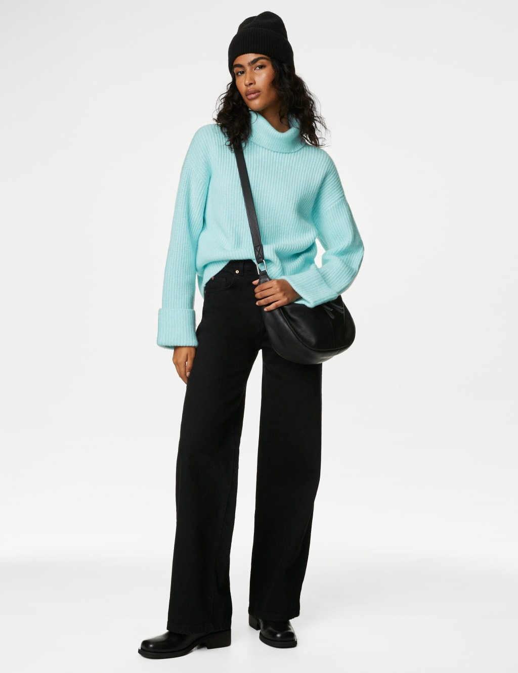 Recycled Blend Ribbed Roll Neck Jumper image 1