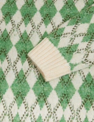 

Womens M&S Collection Rollkragenpullover aus Recycling-Mischmaterial mit Argylemuster - Ivory Mix, Ivory Mix