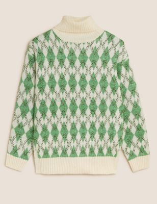 Recycled Blend Argyle Roll Neck Jumper | M&S Collection | M&S
