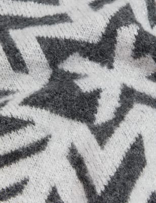 

M&S Collection Jersey informal de escote cerrado con diseño de copos de nieveWomens - Dark Grey Mix, Dark Grey Mix