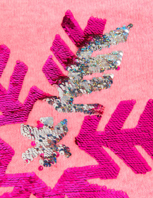 

Womens M&S Collection Sequin Snowflake Crew Neck Jumper - Pink Mix, Pink Mix