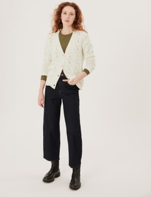 

Womens M&S Collection Bequeme Pointelle-Strickjacke mit V-Ausschnitt und Strukturmuster - Grey Mix, Grey Mix