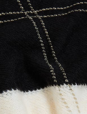 

Womens M&S Collection Bequemer Pullover aus recyceltem Mischmaterial mit Argyle-Muster - Cream Mix, Cream Mix