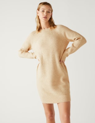 

Womens M&S Collection Knitted Jumper Dress - Oatmeal, Oatmeal