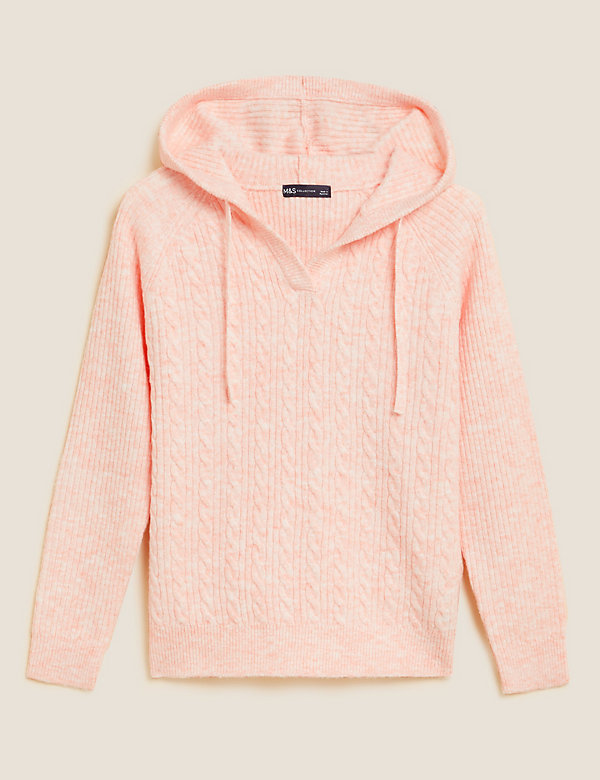Cable Knit V-Neck Hoodie