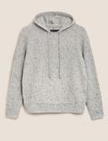 Textured Knitted Rib Sleeve Relaxed Hoodie
