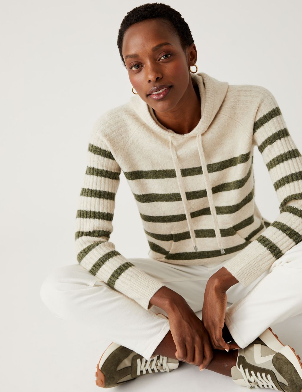 Knitted Striped Hoodie image 1