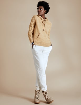 

M&S Collection Sudadera con capucha informal de punto de manga acanaladaWomens - Camel, Camel