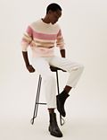 Striped Ribbed Crew Neck Relaxed Jumper