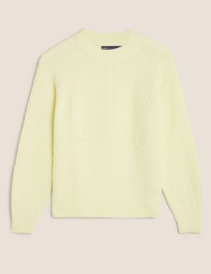 M&S Womens Ribbed Crew Neck Relaxed Jumper