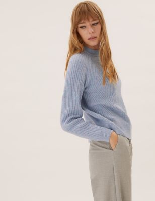 

Womens M&S Collection Ribbed Crew Neck Relaxed Jumper - Hyacinth, Hyacinth