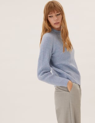 

Womens M&S Collection Ribbed Crew Neck Relaxed Jumper - Hyacinth, Hyacinth