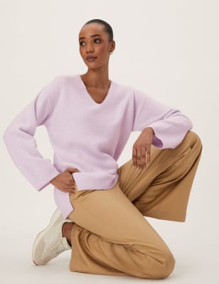 

M&S Collection Jersey largo informal de escote en picoWomens - Pale Lilac, Pale Lilac