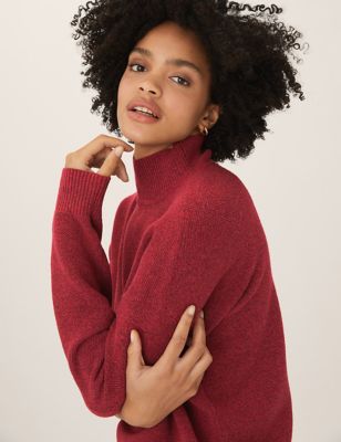 

Womens M&S Collection Textured Funnel Neck Relaxed Jumper - Cerise, Cerise