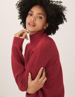 

Womens M&S Collection Textured Funnel Neck Relaxed Jumper - Cerise, Cerise