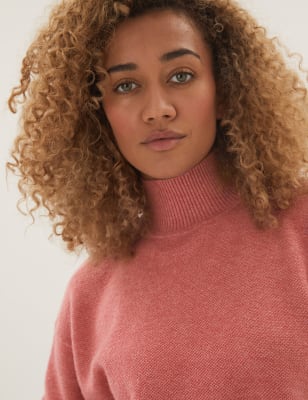 

Womens M&S Collection Textured Funnel Neck Relaxed Jumper - Dusky Rose, Dusky Rose