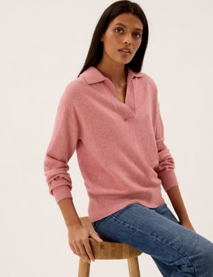 

Womens M&S Collection Collared Relaxed Jumper - Dusky Rose, Dusky Rose