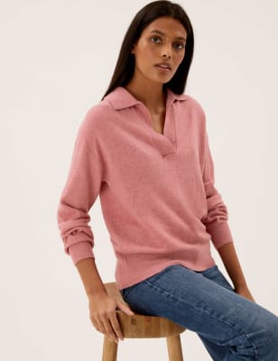 

Womens M&S Collection Bequemer Pullover mit Kragen - Dusky Rose, Dusky Rose
