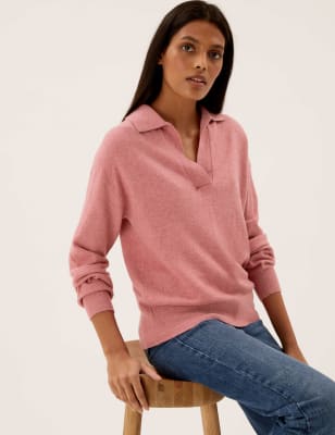 

Womens M&S Collection Collared Relaxed Jumper - Dusky Rose, Dusky Rose