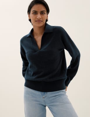 

Womens M&S Collection Collared Relaxed Jumper - Navy, Navy